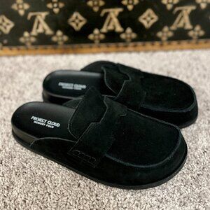 Black Suede Mule Clogs